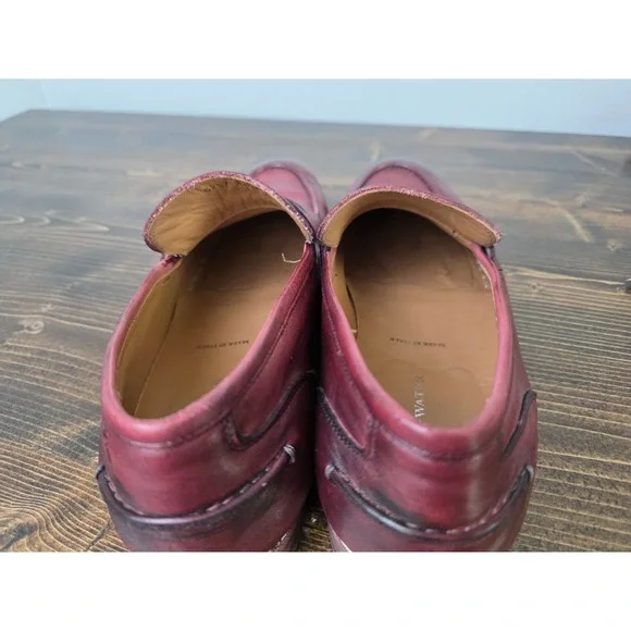 VERO CUOIO Italian Leather Slip On Mahogany Loafers Dress Shoes Italy Men's 10.5 - Picture 13 of 16
